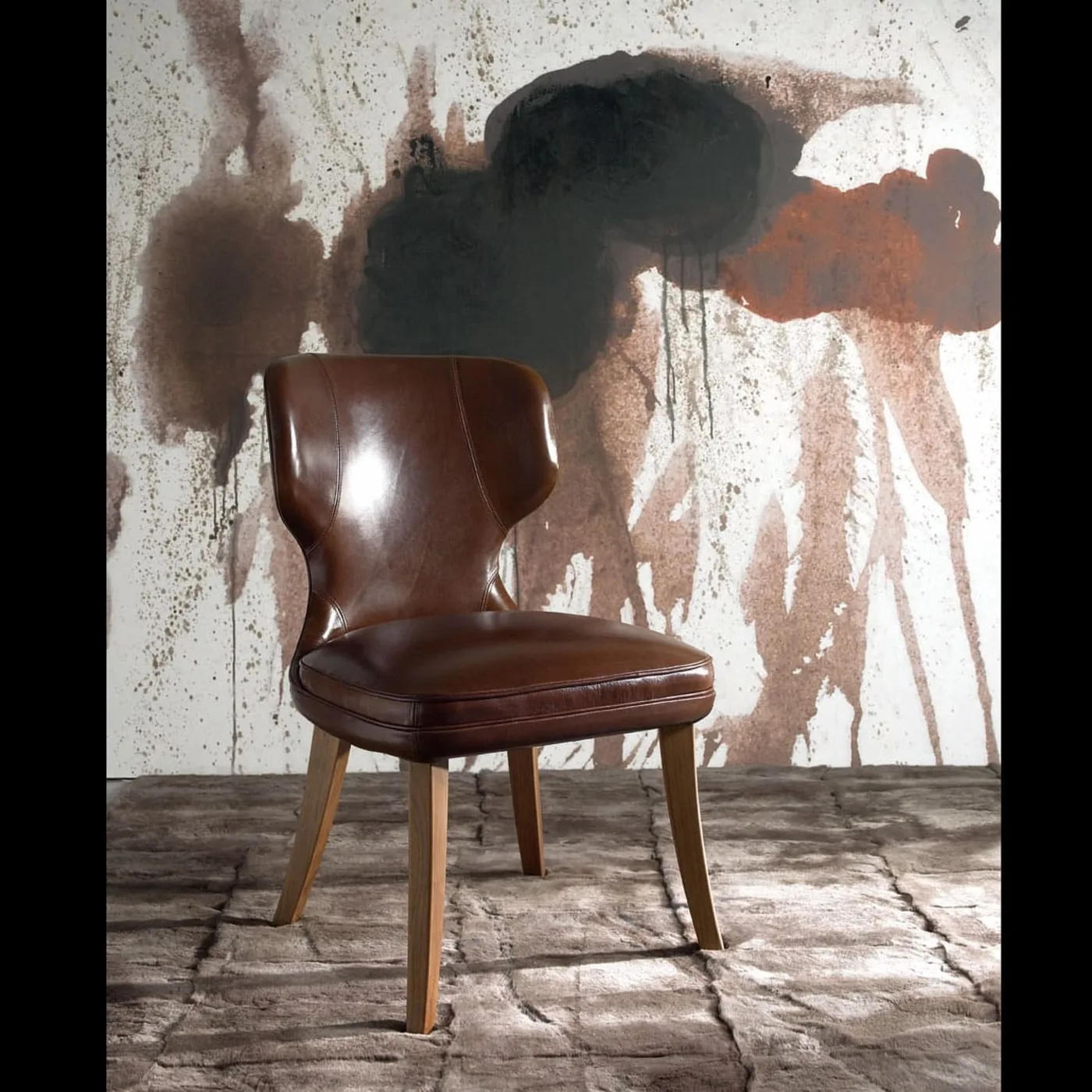 Rose Dining Chair in Brown Italian Leather
