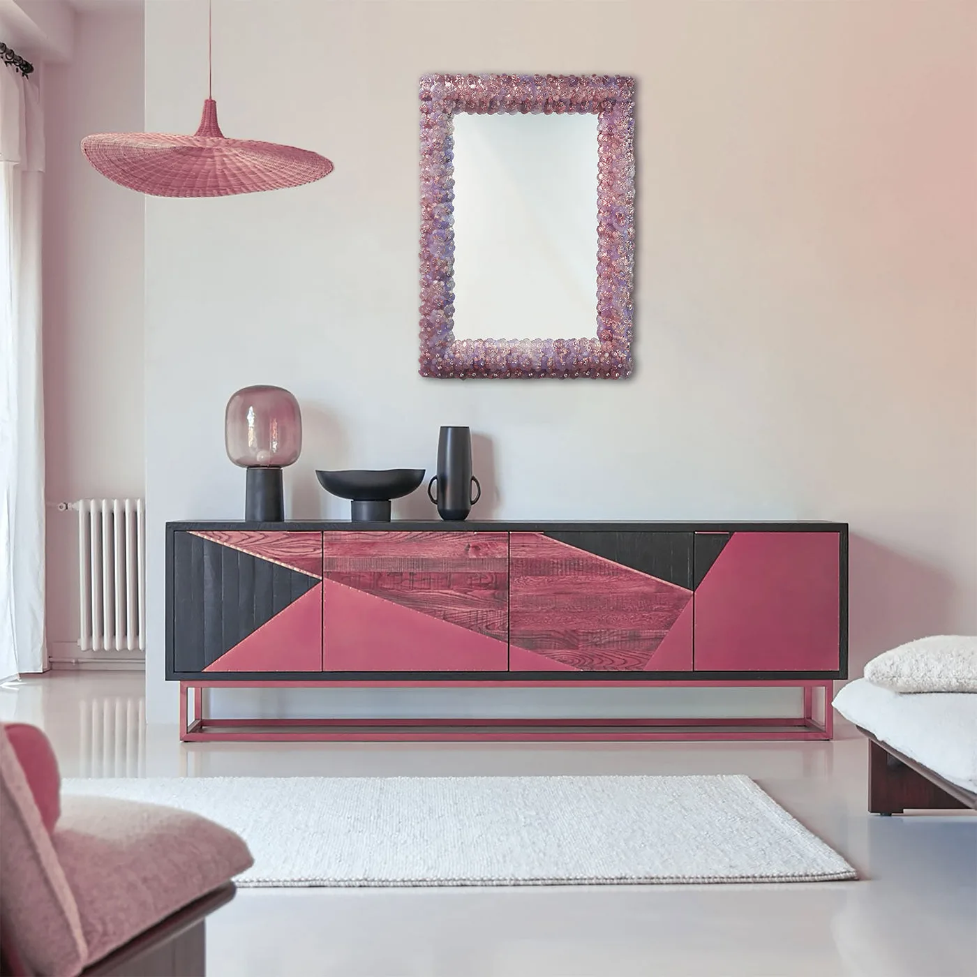 Roseto Glicine Oro Rectangular Wall Mirror