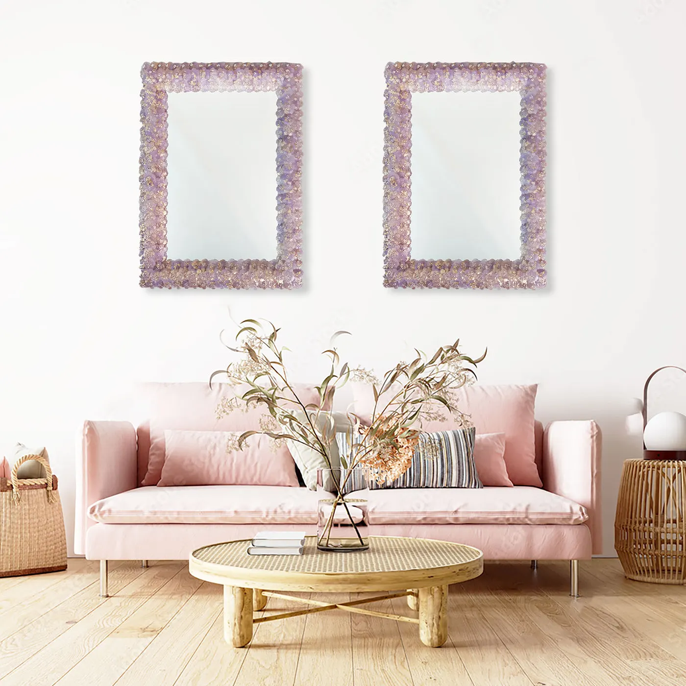 Roseto Glicine Oro Rectangular Wall Mirror