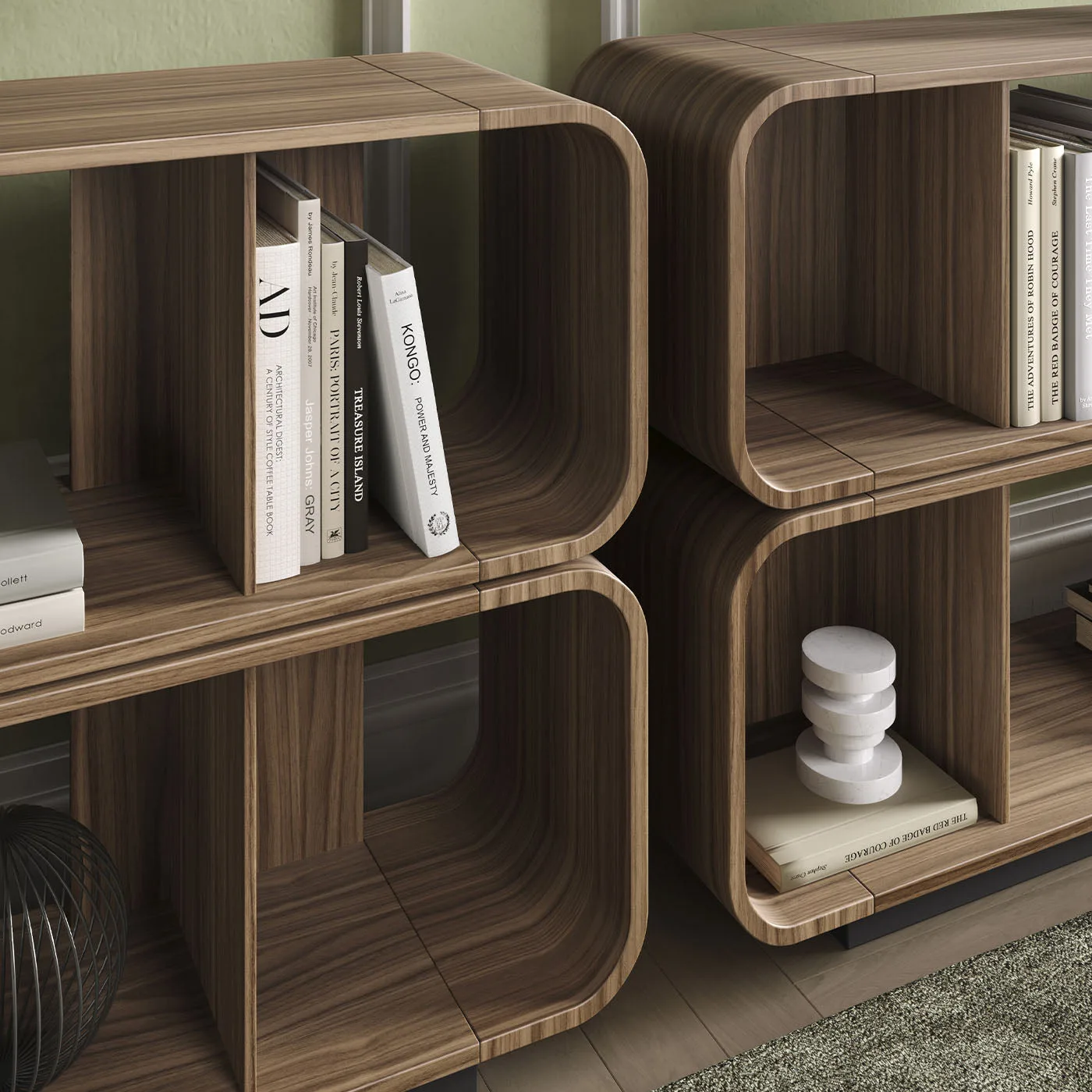 Round up Walnut 180 Modular Bookshelves