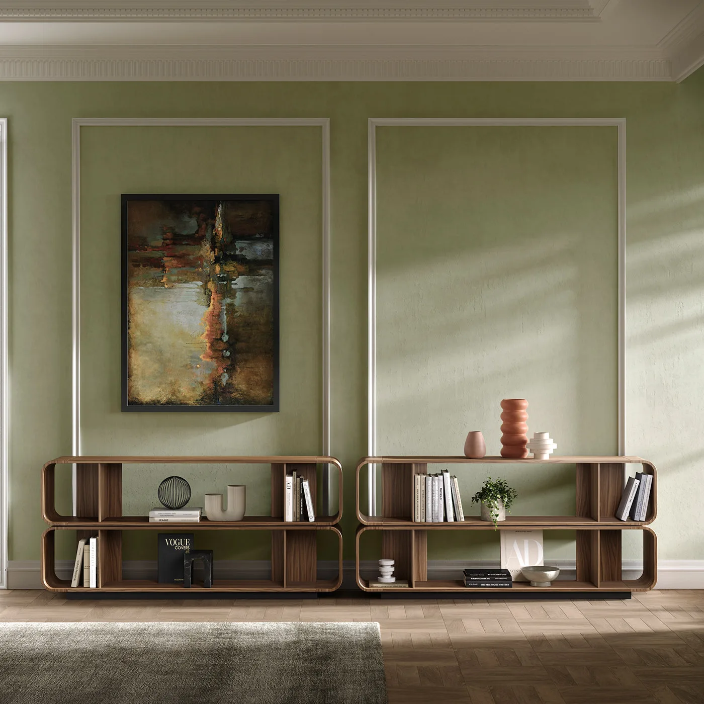 Round up Walnut 180 Modular Bookshelves