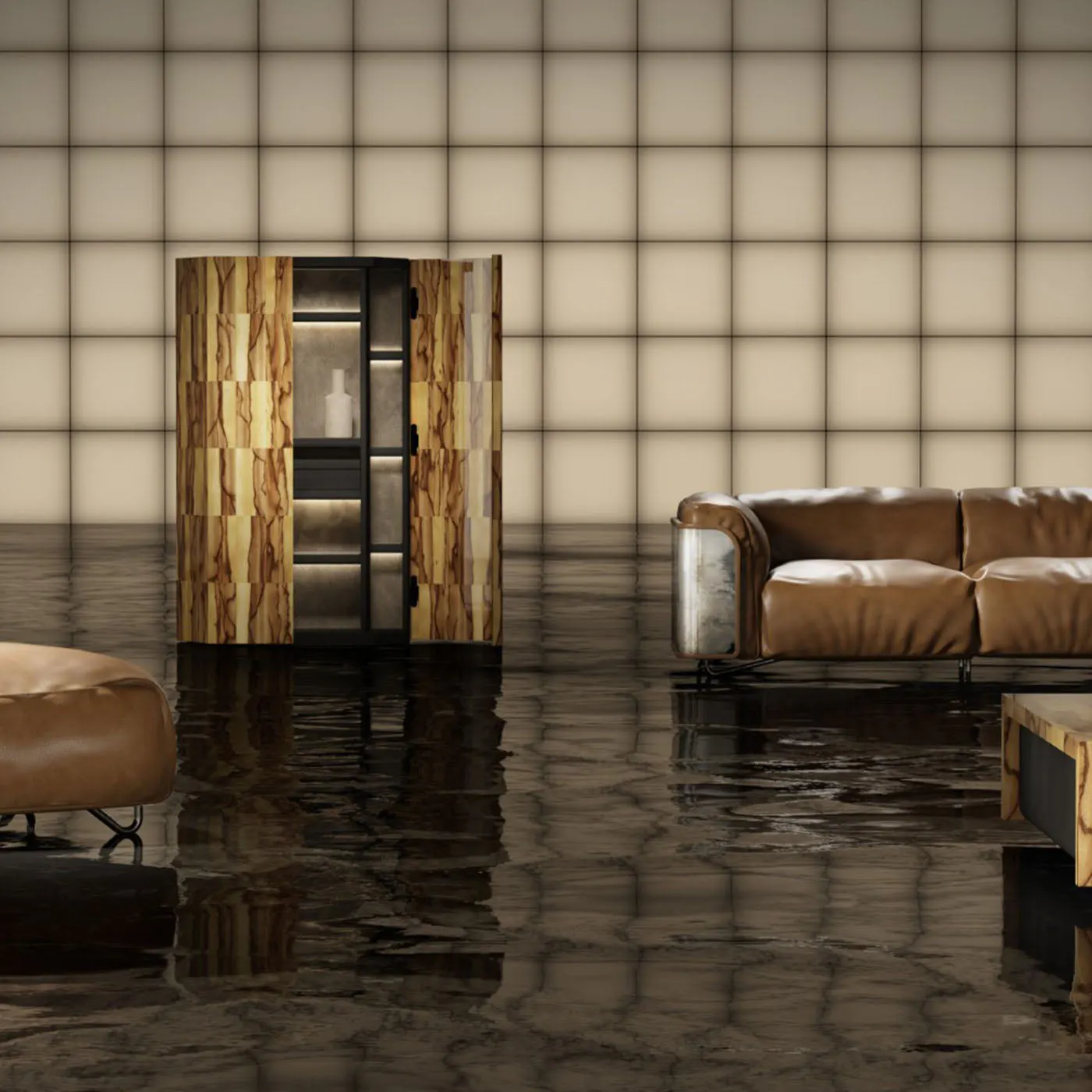 Saint Germain Brown Leather Sofa