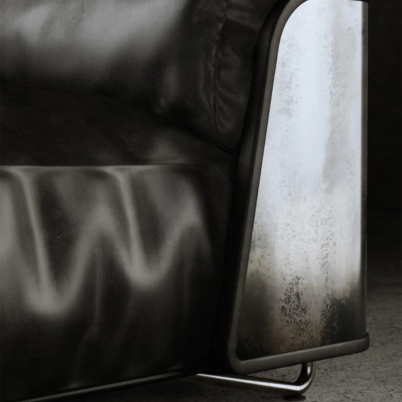 Souvenir Armless Chair Black Leather