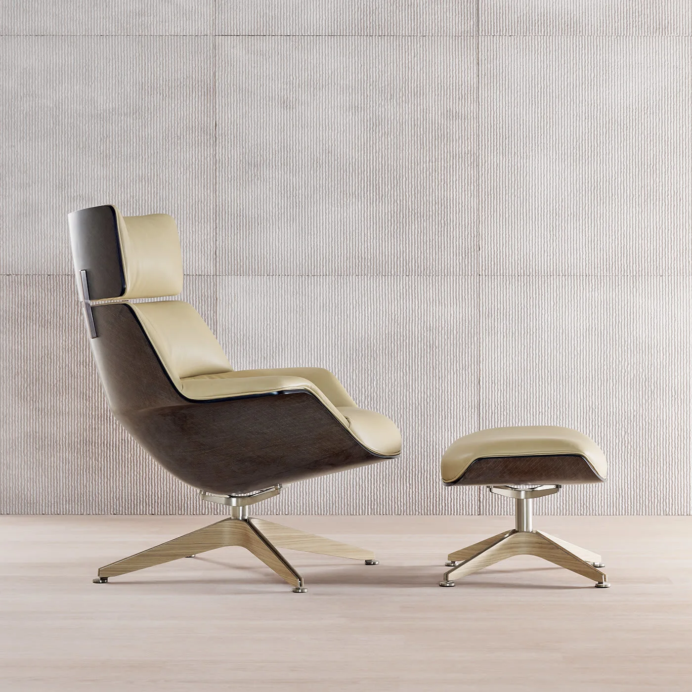 Saintluc Coach Lounge Chair and Pouf By Jean Marie Massaud