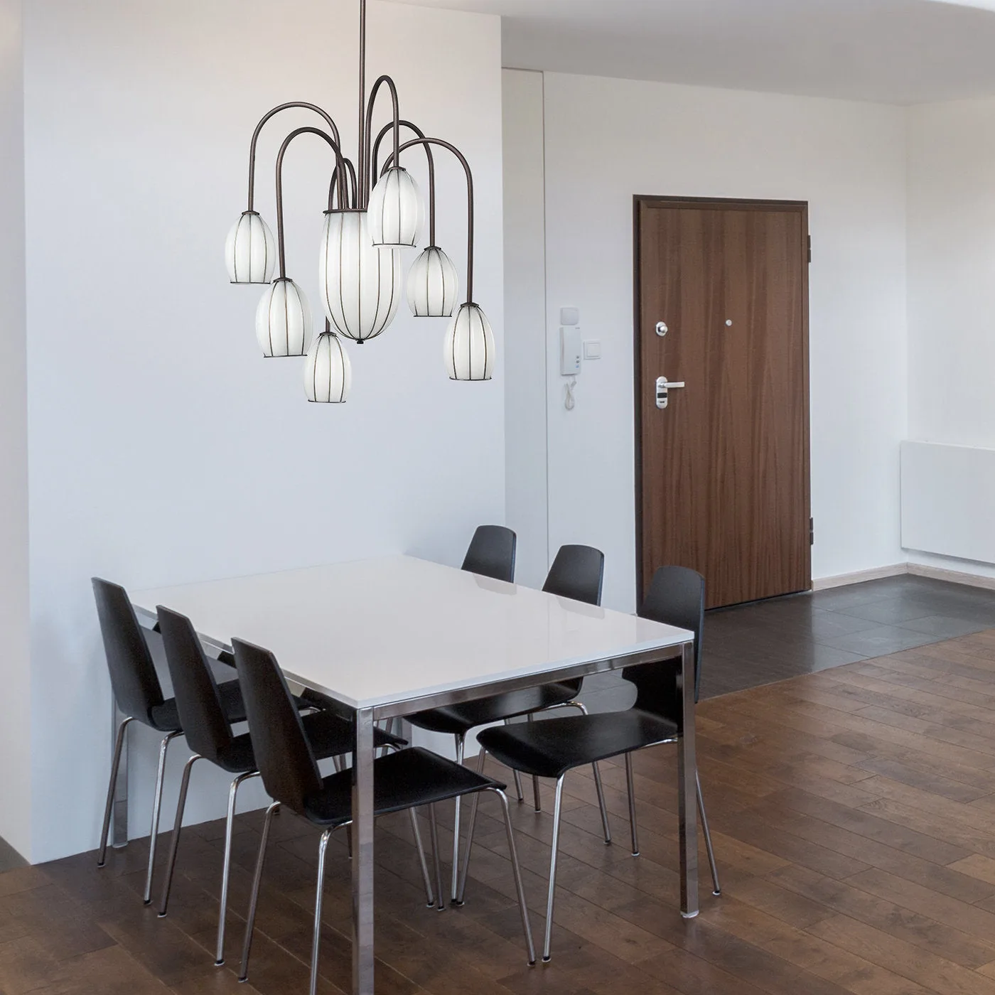 Salice Bronze & White Murano Chandelier