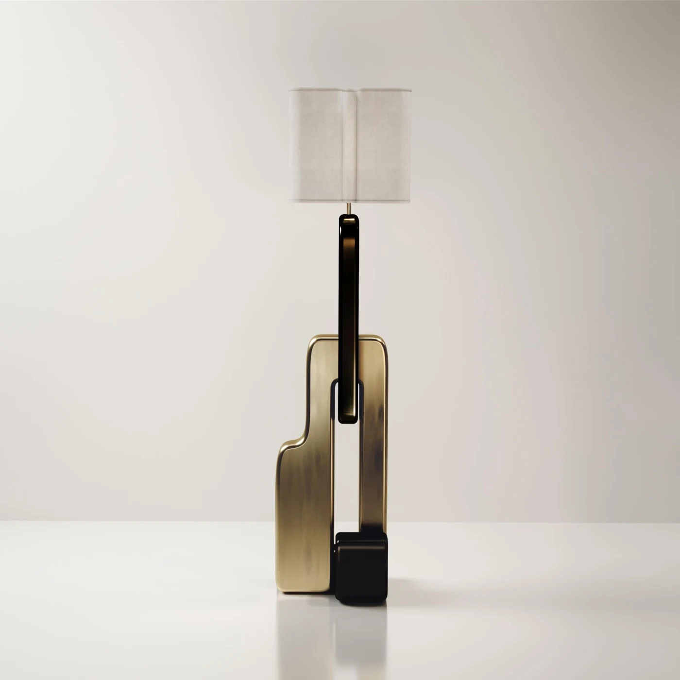 Sculptural Floor Lamp with Bronze Patina Brass Details
