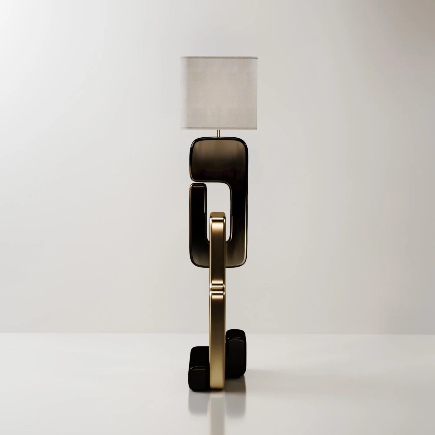 Sculptural Floor Lamp with Bronze Patina Brass Details