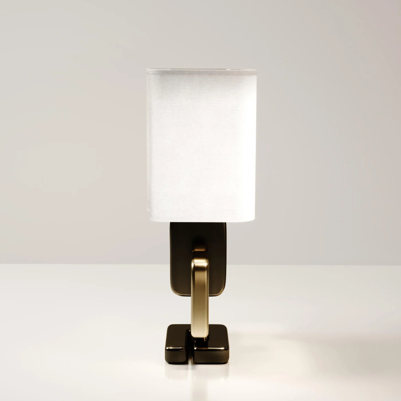 Sculptural Table Lamp with Bronze Patina Brass Details
