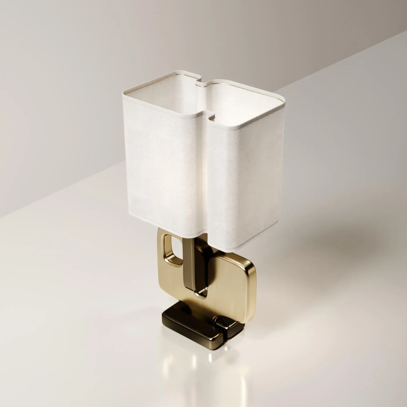 Sculptural Table Lamp with Bronze Patina Brass Details