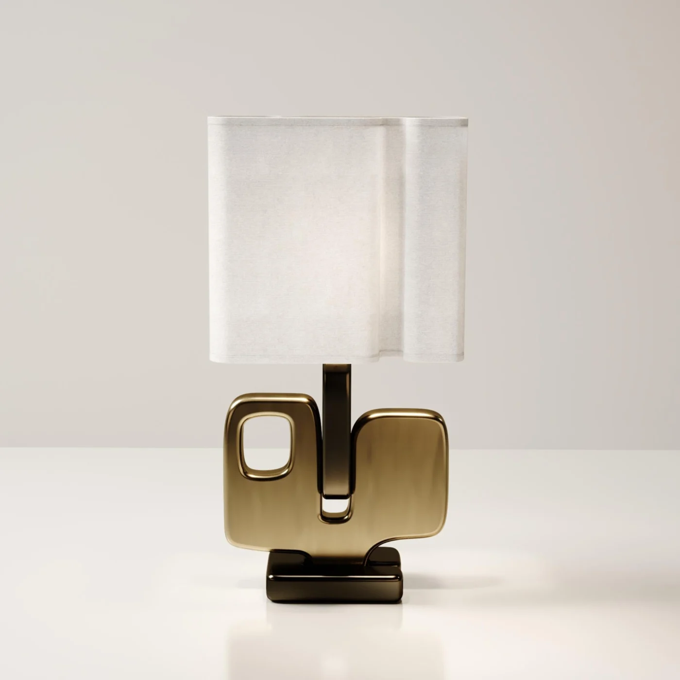Sculptural Table Lamp with Bronze Patina Brass Details