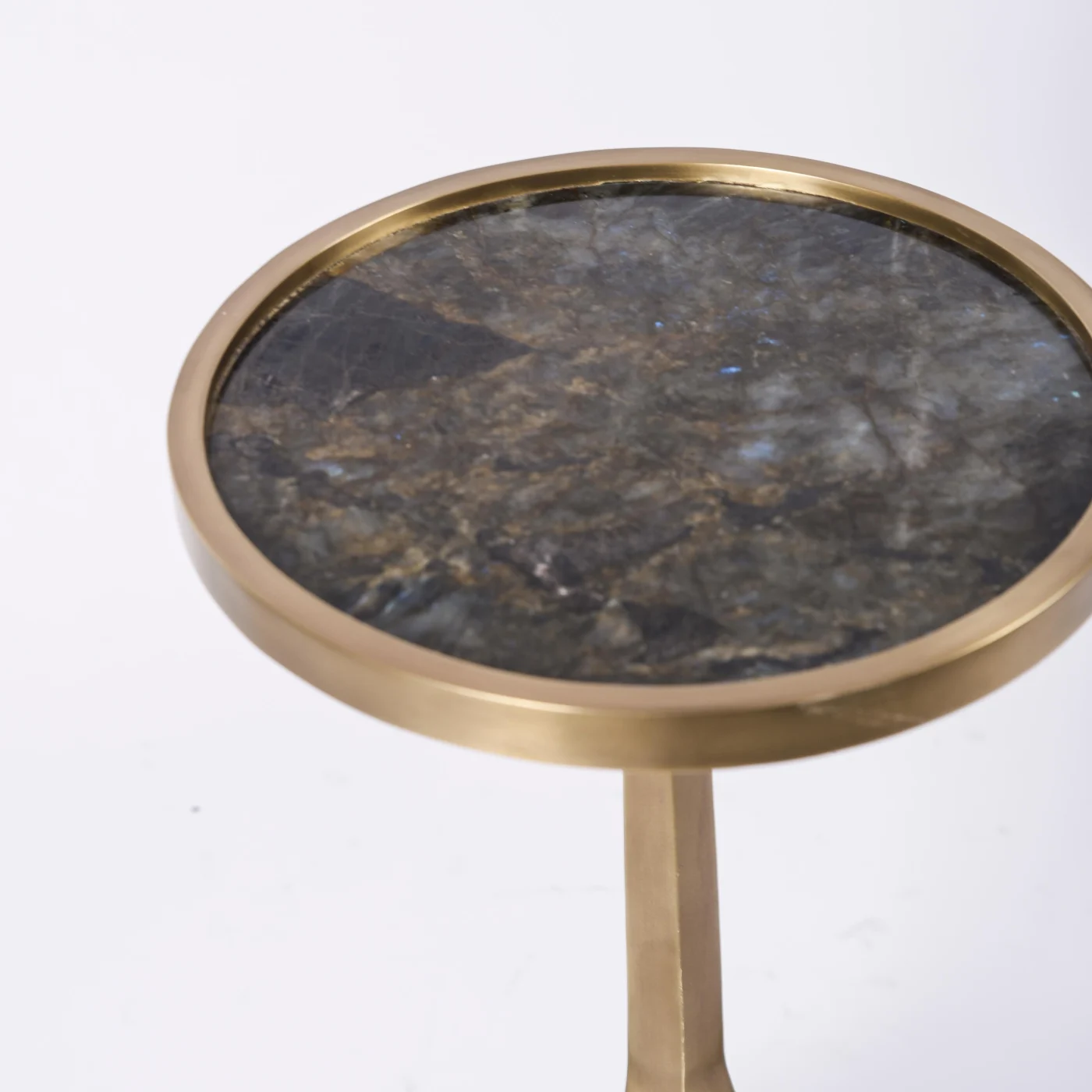 Pair Pedestal Tables in Shagreen Shell Lemurian and Brass