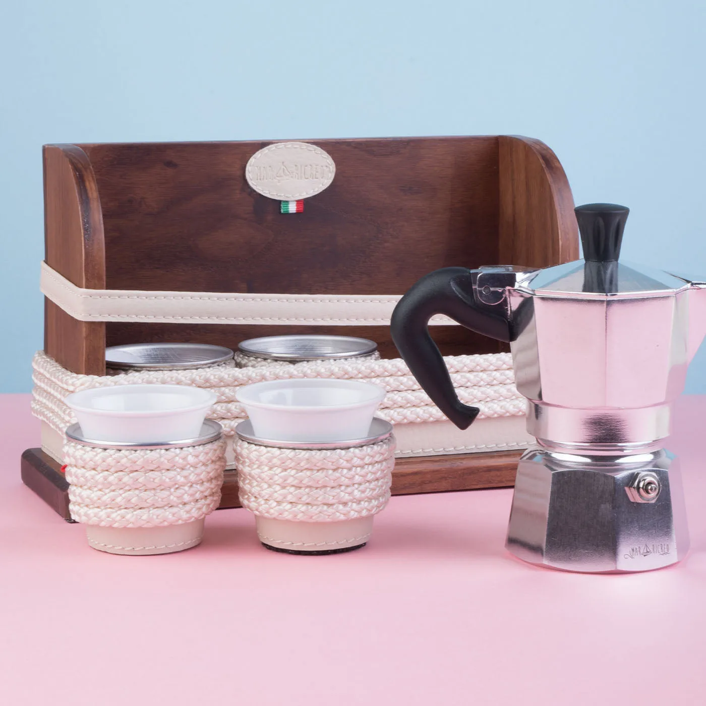 Set of 6 Gray Aluminum Espresso Cup Holders