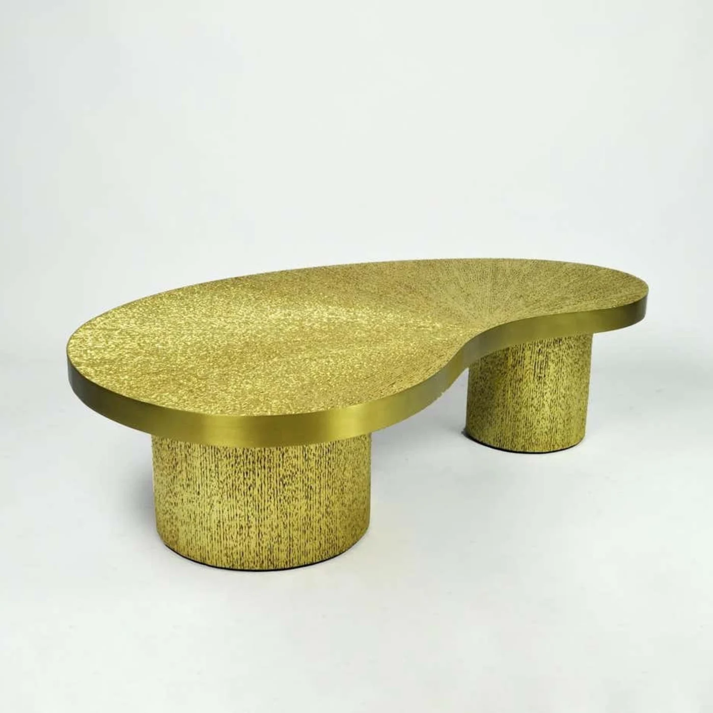 Set of Coffee Tables In Rock Crystal & Gold Fiber Marquetry