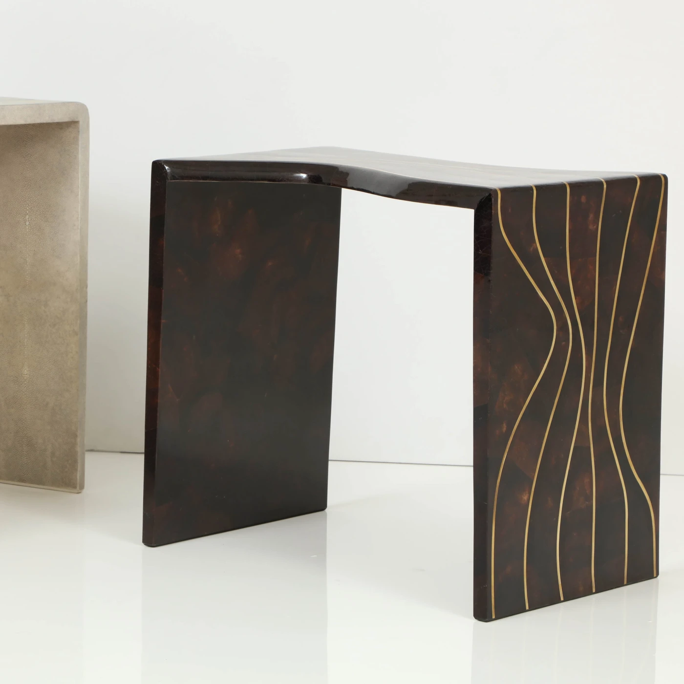 Shagreen & Sea Shell Nesting Tables with Brass Details