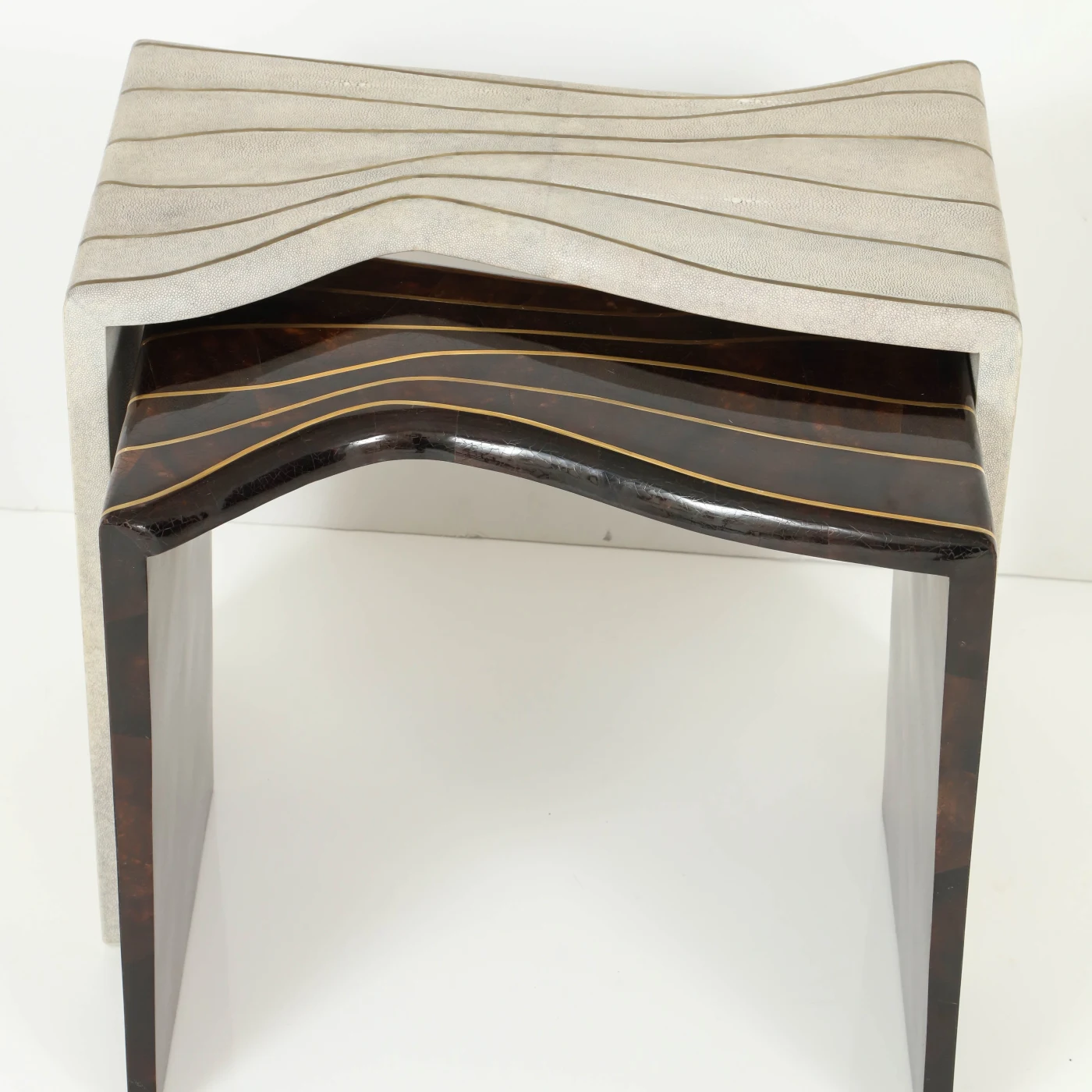 Shagreen & Sea Shell Nesting Tables with Brass Details