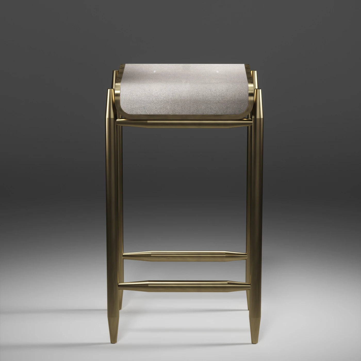 Shagreen Bar Stool with Bronze Patina Brass