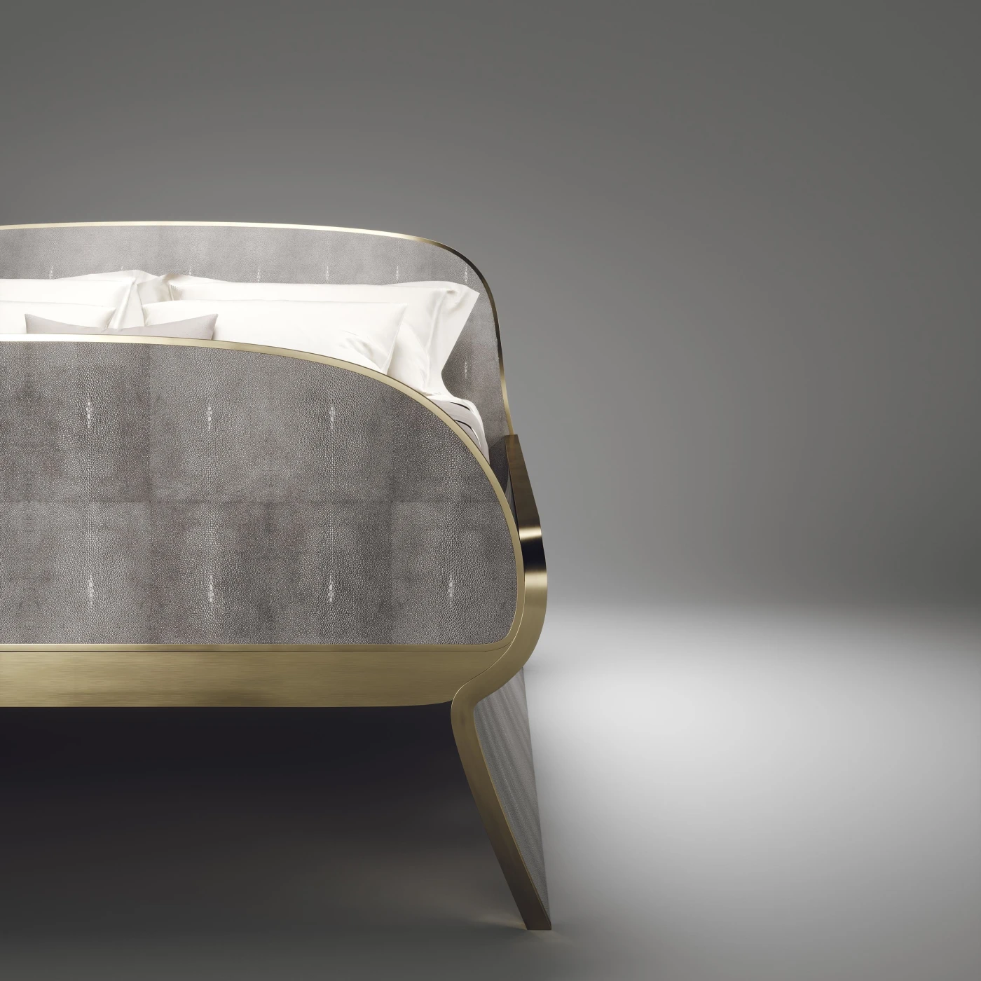 Shagreen Bed Frame with Bronze Patina Brass
