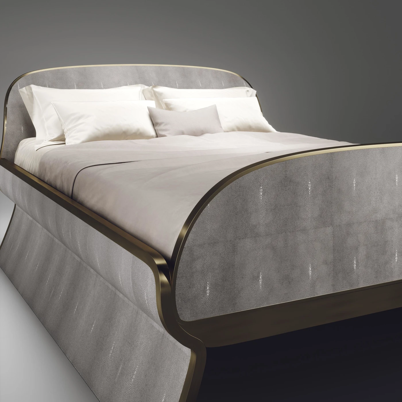 Shagreen Bed Frame with Bronze Patina Brass