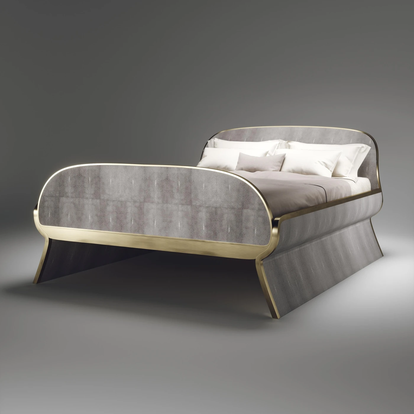 Shagreen Bed Frame with Bronze Patina Brass