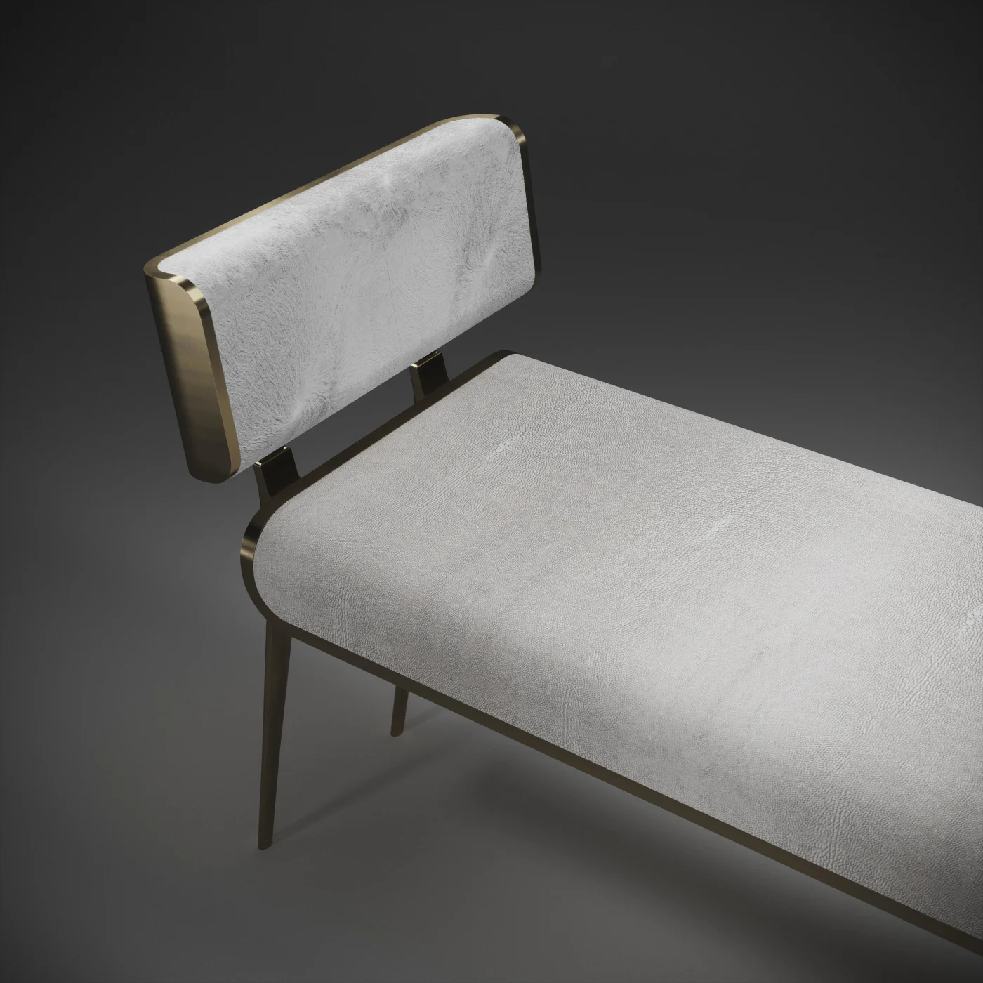 Shagreen Bench with Bronze Patina Brass Accents