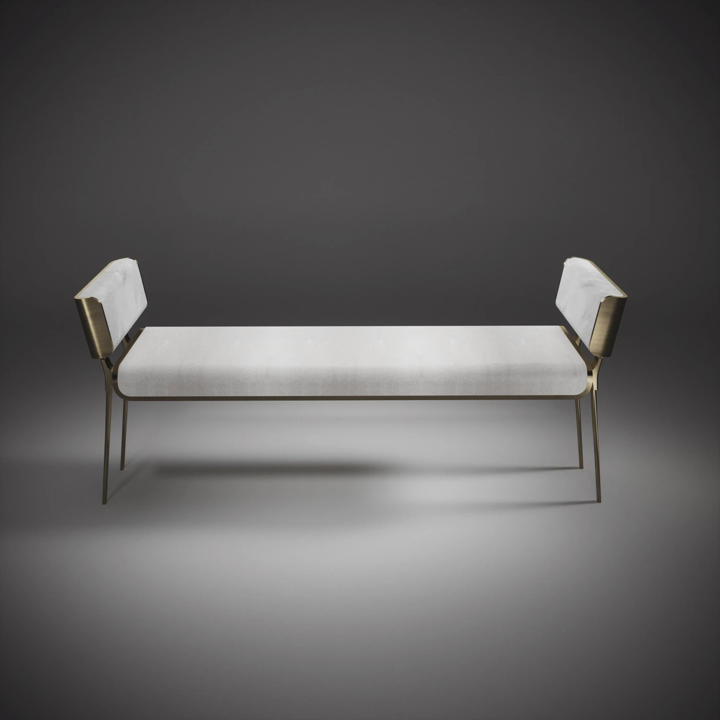 Shagreen Bench with Bronze Patina Brass Accents
