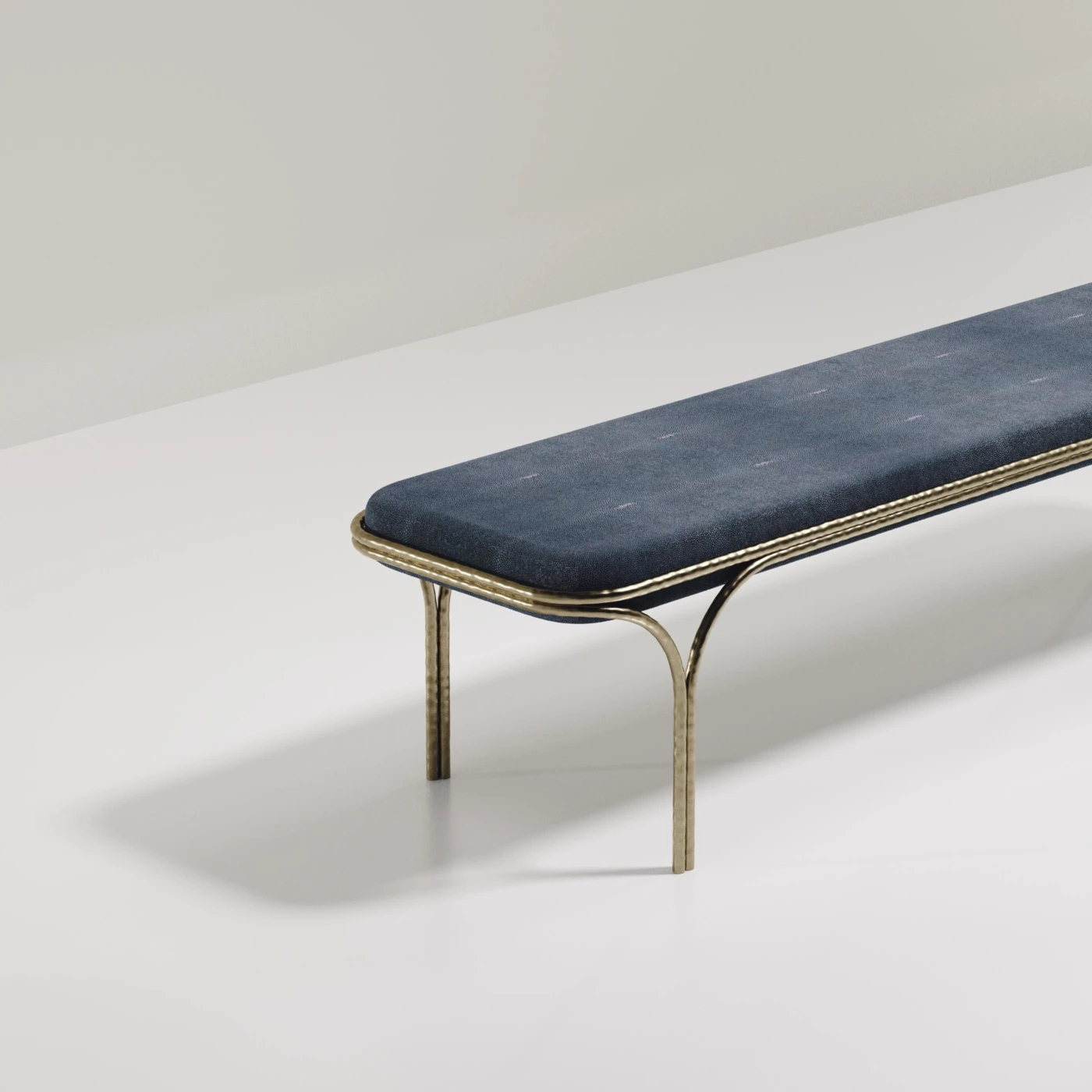 Shagreen Bench with Bronze Patina Brass Details