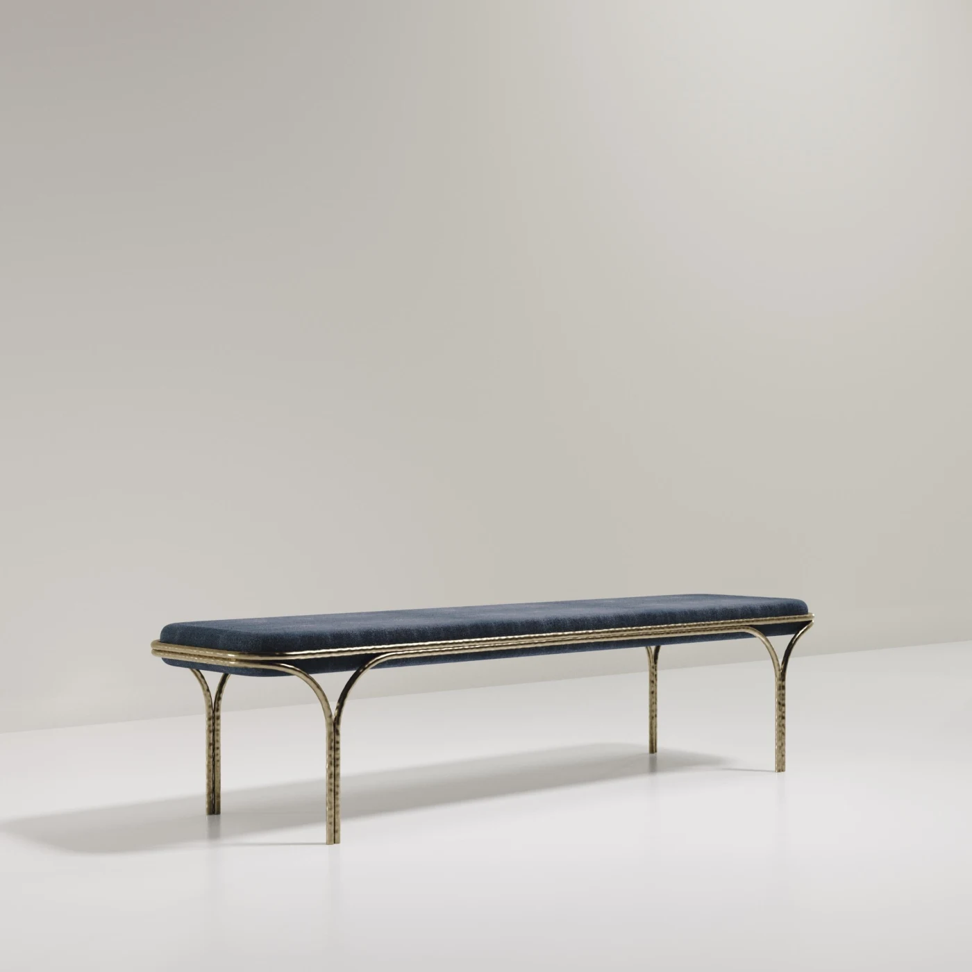 Shagreen Bench with Bronze Patina Brass Details