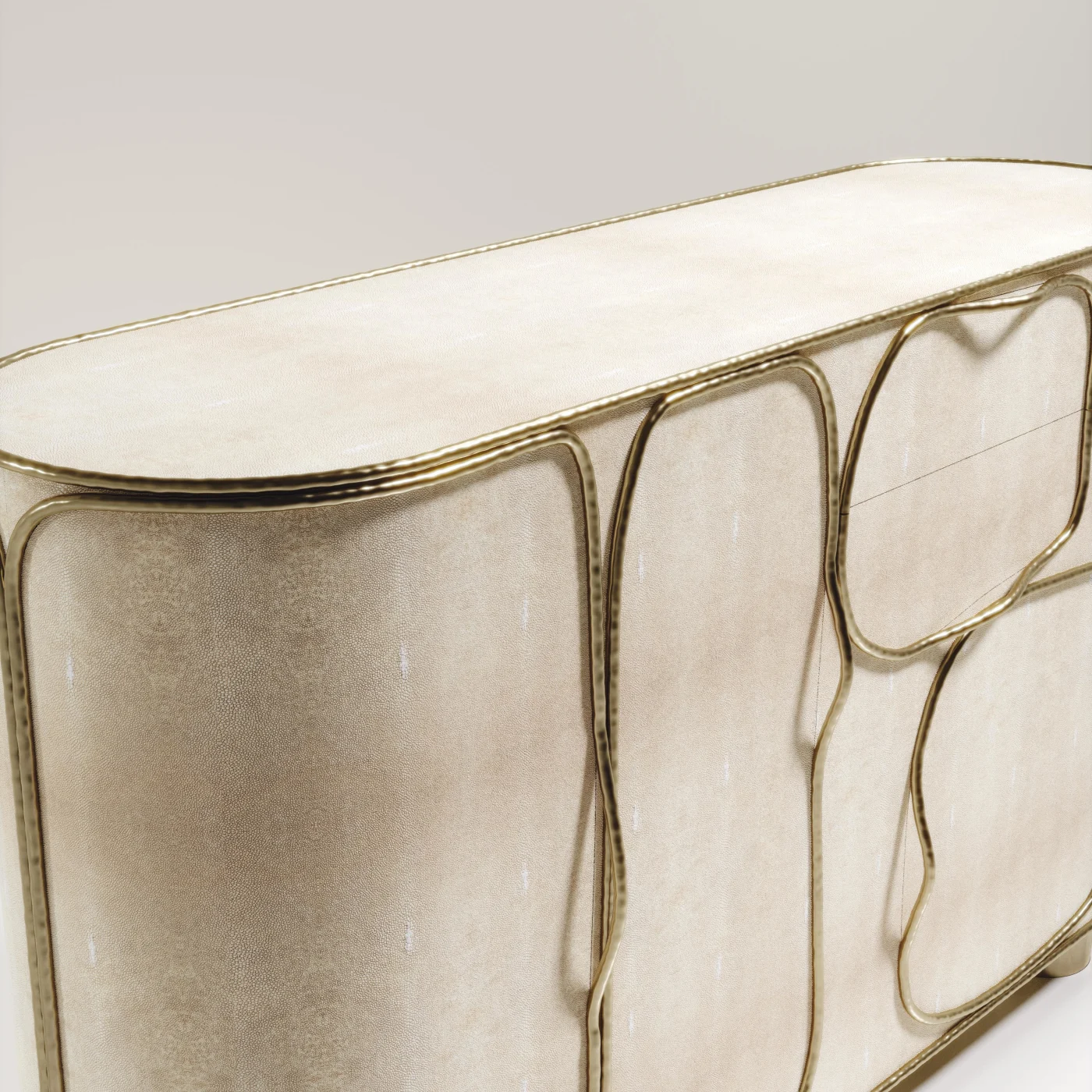 Shagreen Buffet with Bronze Patina Brass