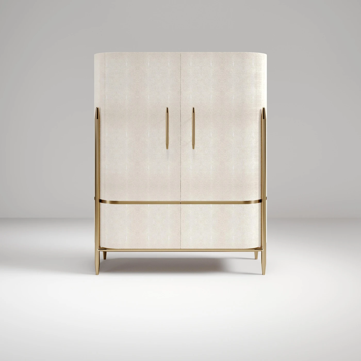 Shagreen Cabinet with Brass Accents