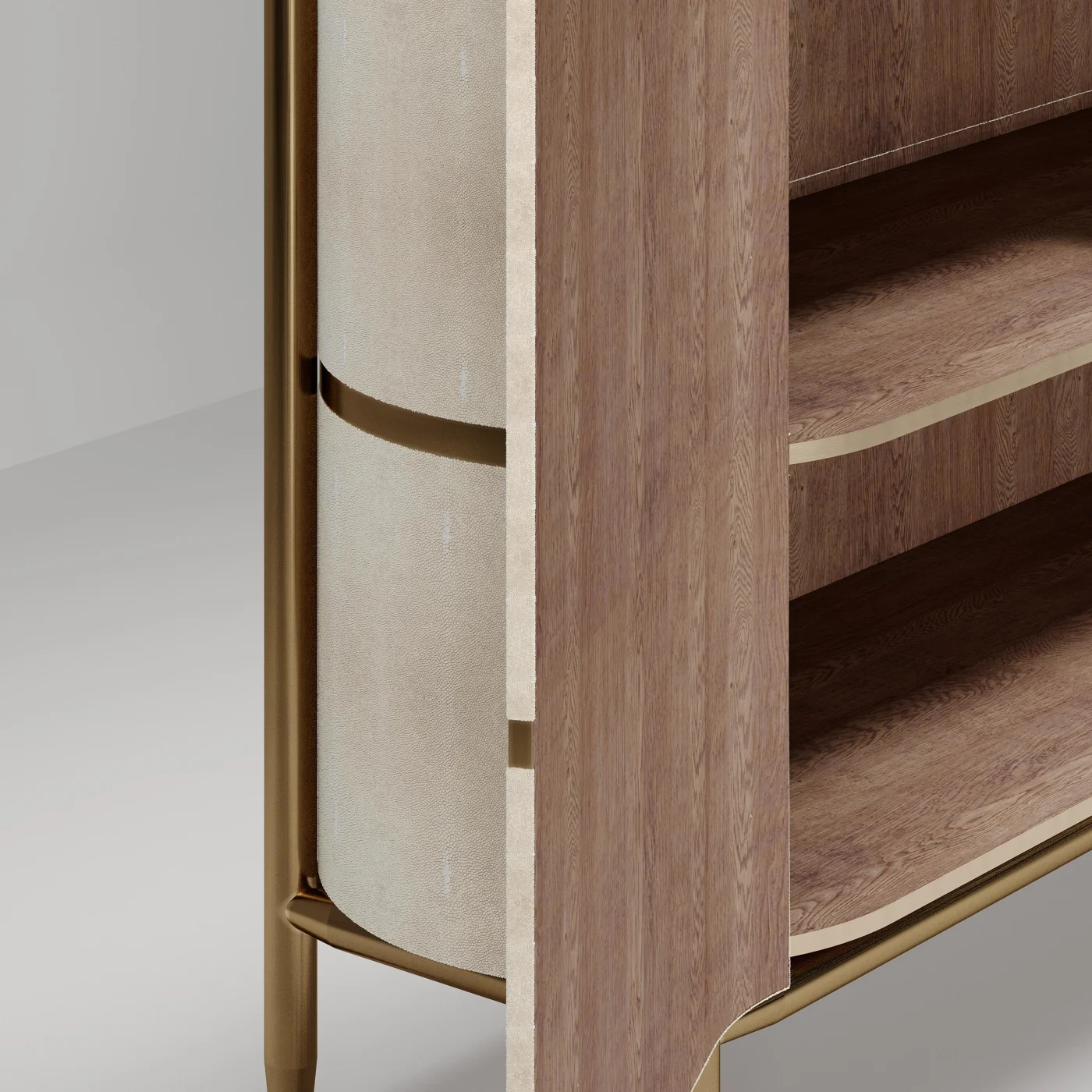 Shagreen Cabinet with Brass Accents