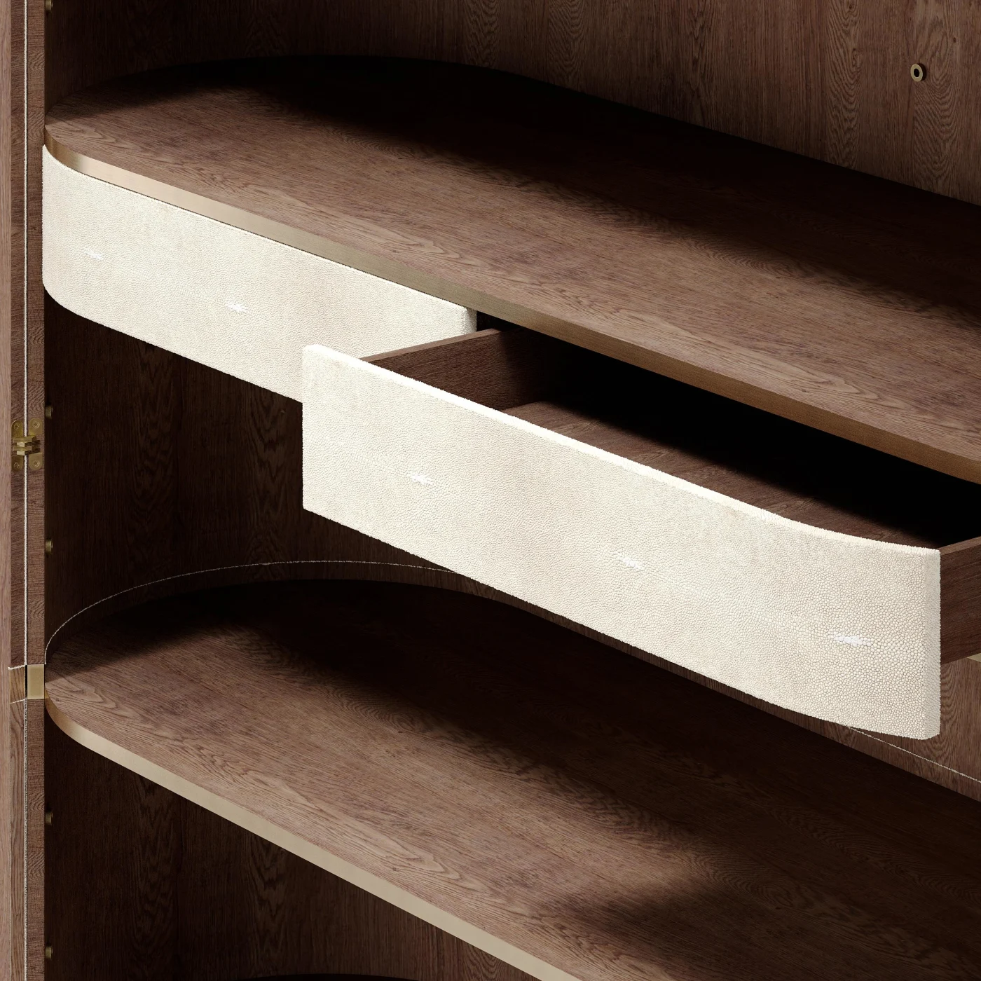 Shagreen Cabinet with Brass Accents