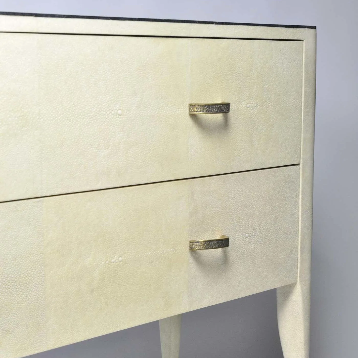 Shagreen Chest of Drawers 2 Drawers With Black Stone Marquetry