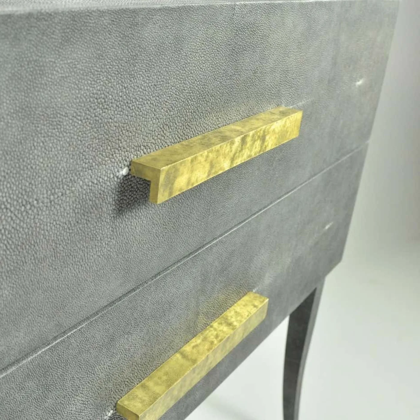 Shagreen Chest of Drawers With Hammered Brass Handles