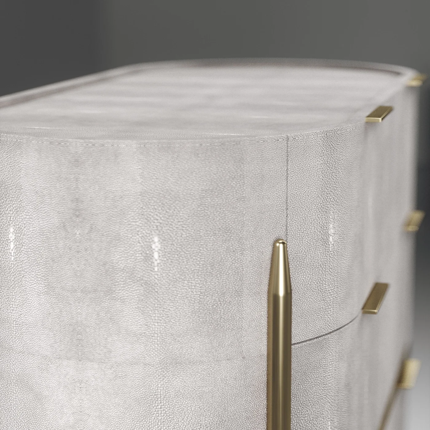 Shagreen Chest of Drawers with Brass Accents
