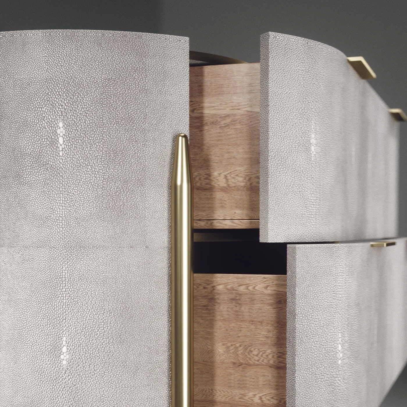 Shagreen Chest of Drawers with Brass Accents