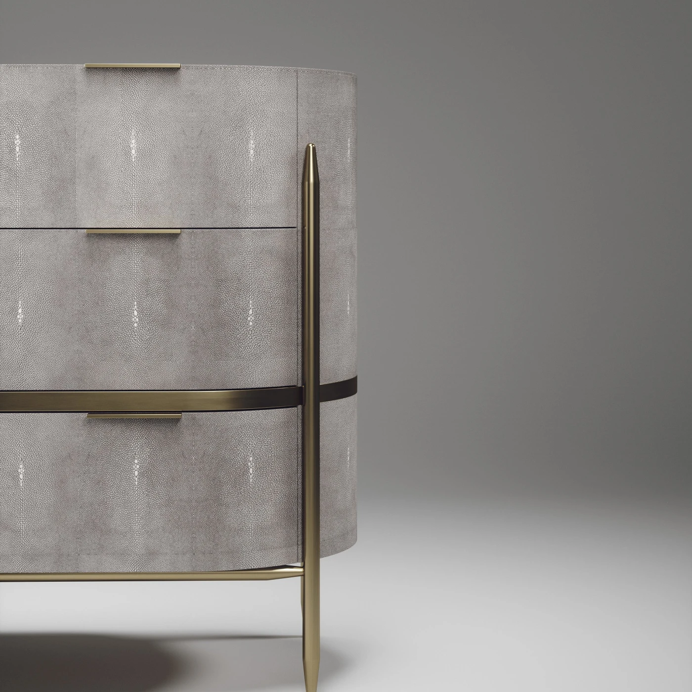 Shagreen Chest of Drawers with Brass Accents