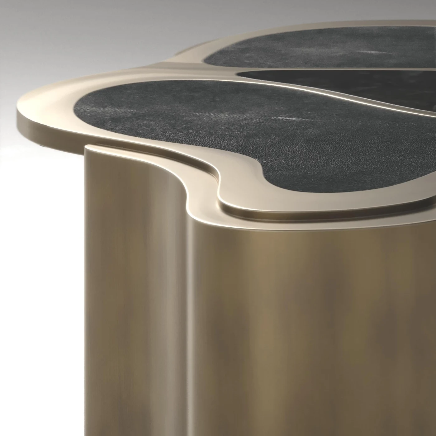 Shagreen Coffee Table with Bronze Patina Brass