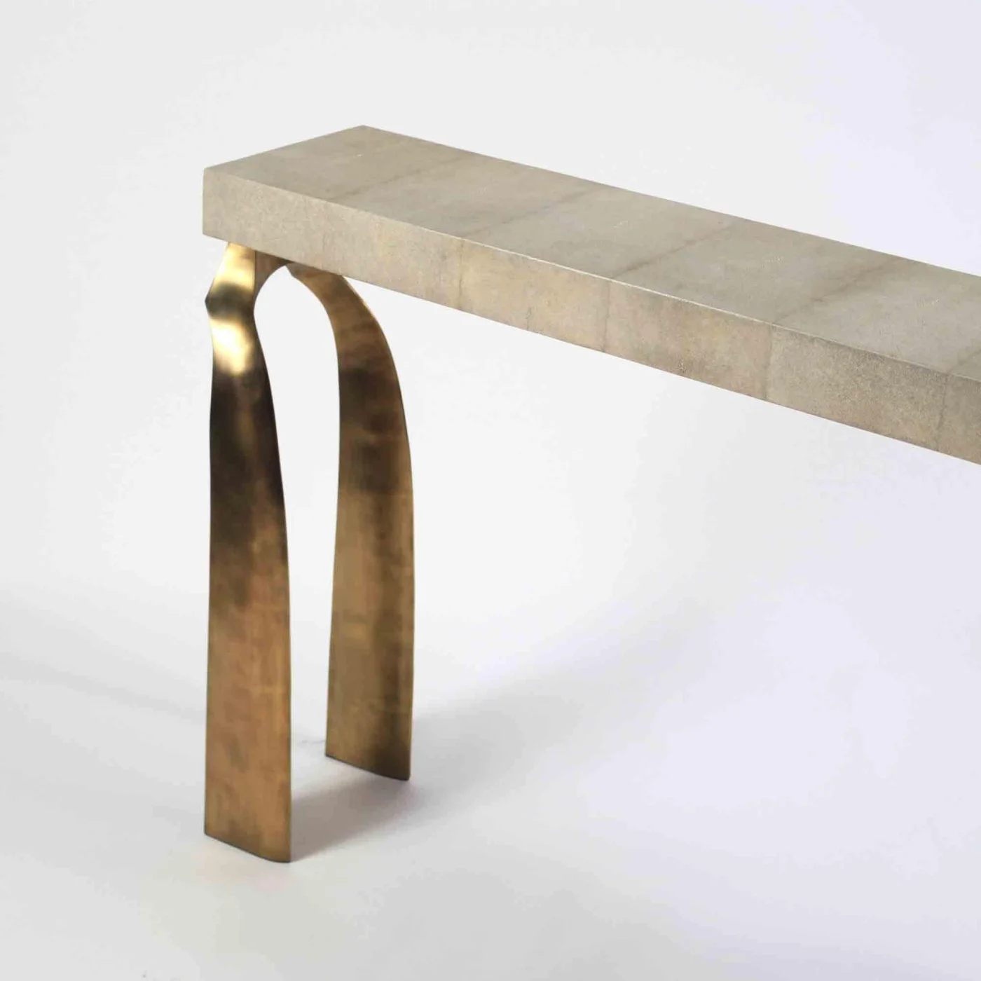 Shagreen Console & Mirror with Brass Details