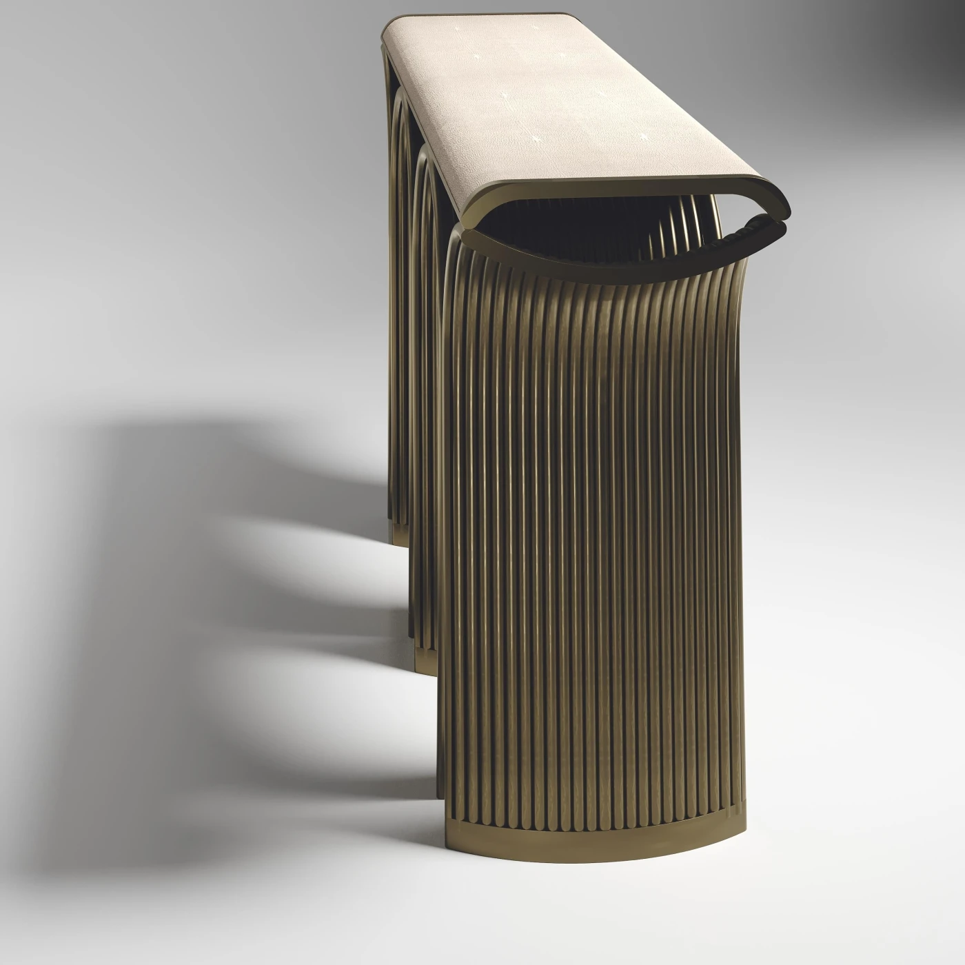 Shagreen Console with Bronze-Patina Brass Details