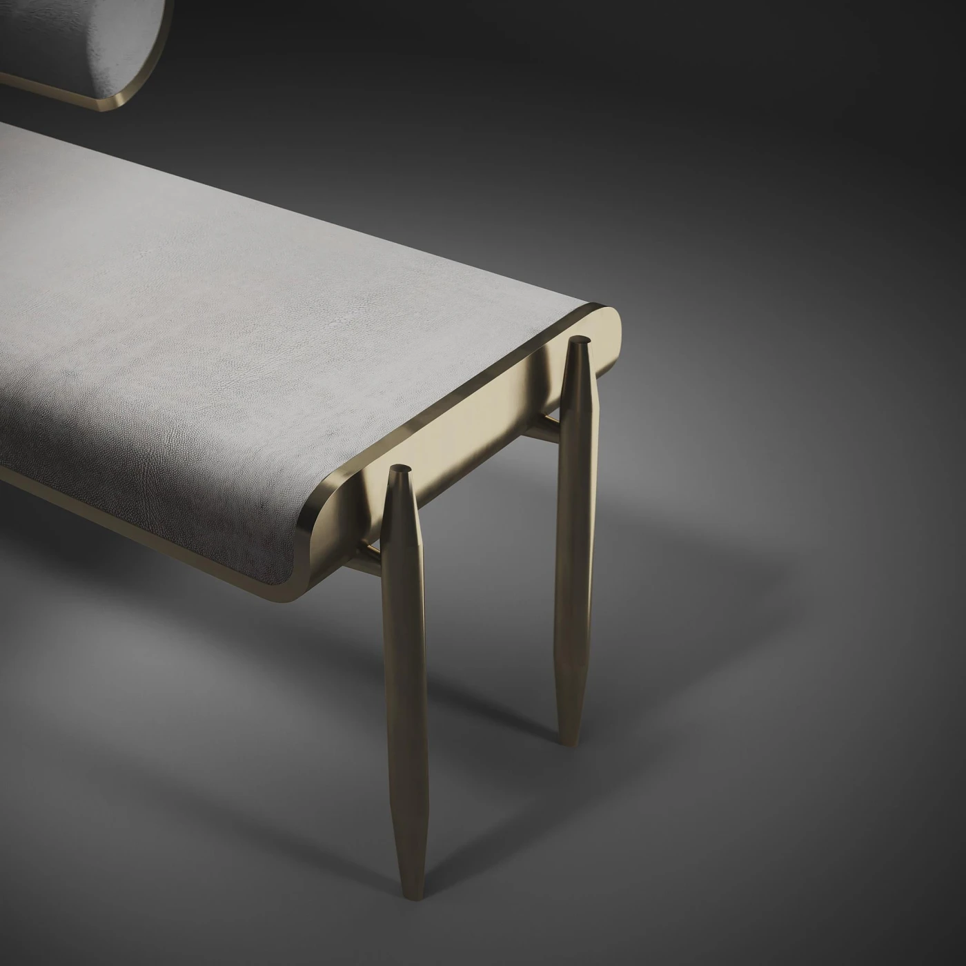 Shagreen Daybed with Bronze-Patina Brass & Fur Upholstery
