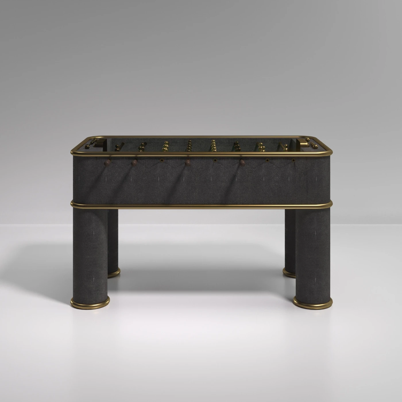 Shagreen Foosball Table with Bronze Legs & Patina Brass Accents