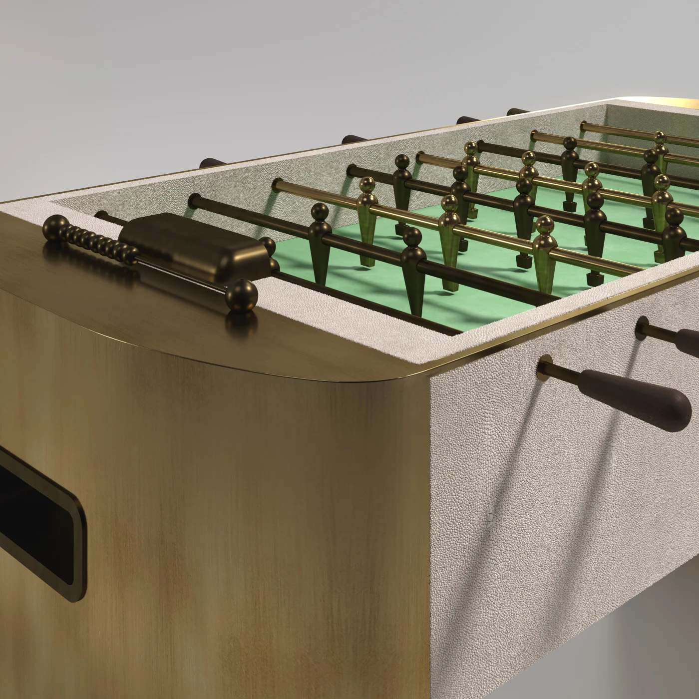 Shagreen Foosball Table with Bronze Patina Brass Accents