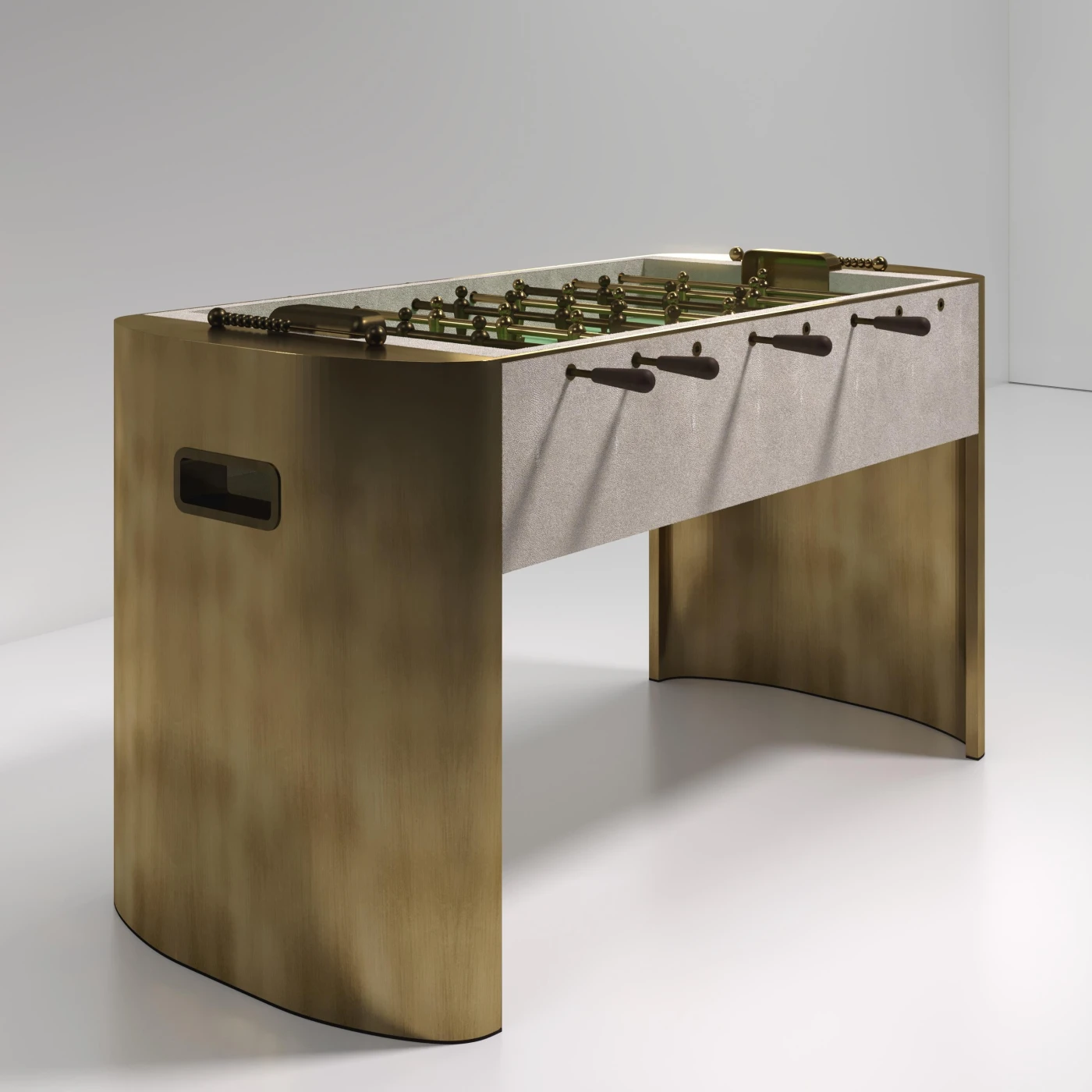 Shagreen Foosball Table with Bronze Patina Brass Accents