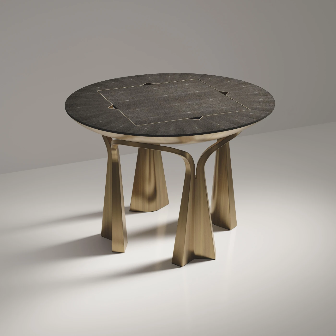 Shagreen Game Table With Bronze-Patina Brass Accents