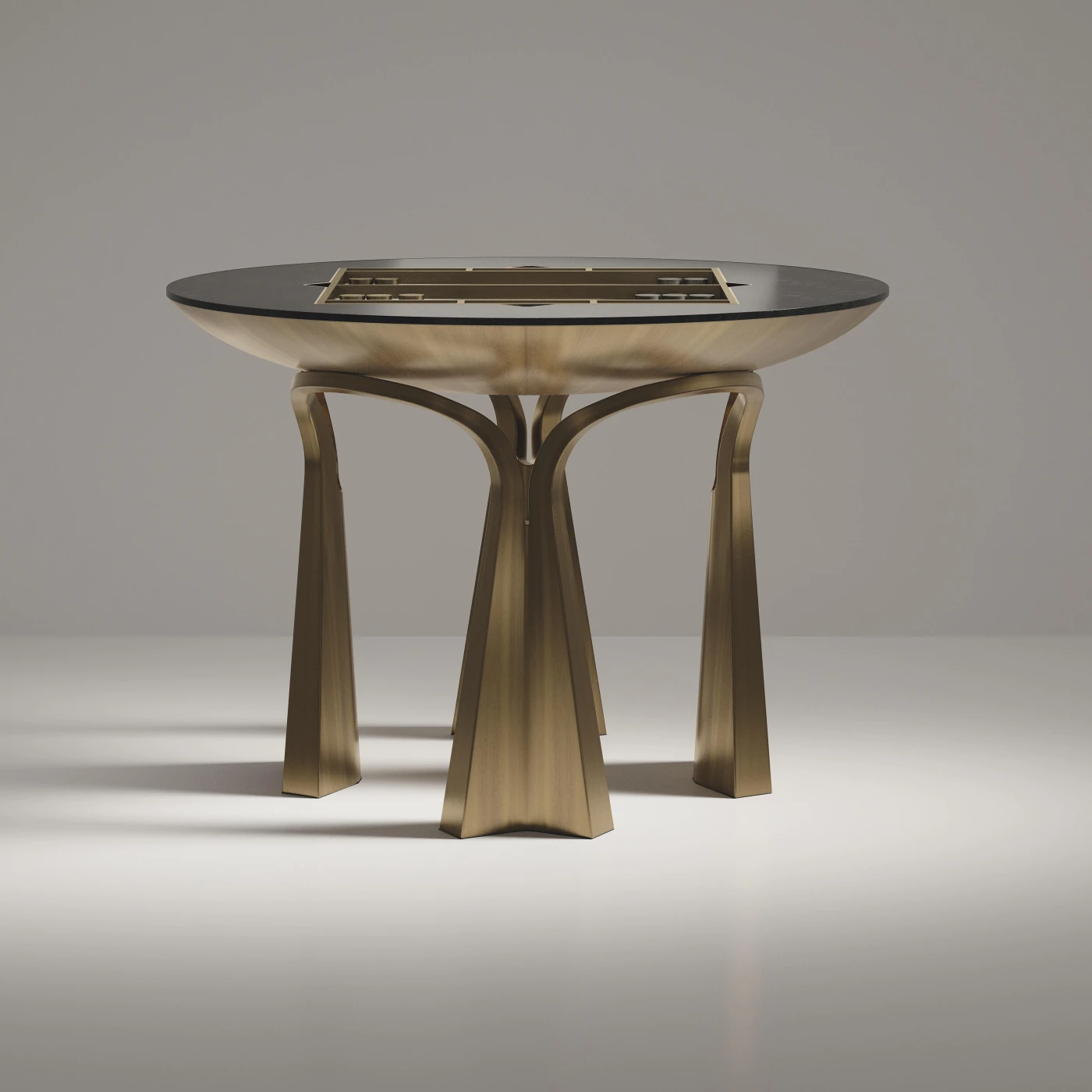 Shagreen Game Table With Bronze-Patina Brass Accents