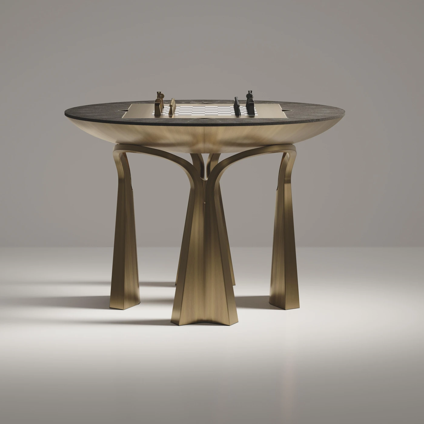 Shagreen Game Table With Bronze-Patina Brass Accents