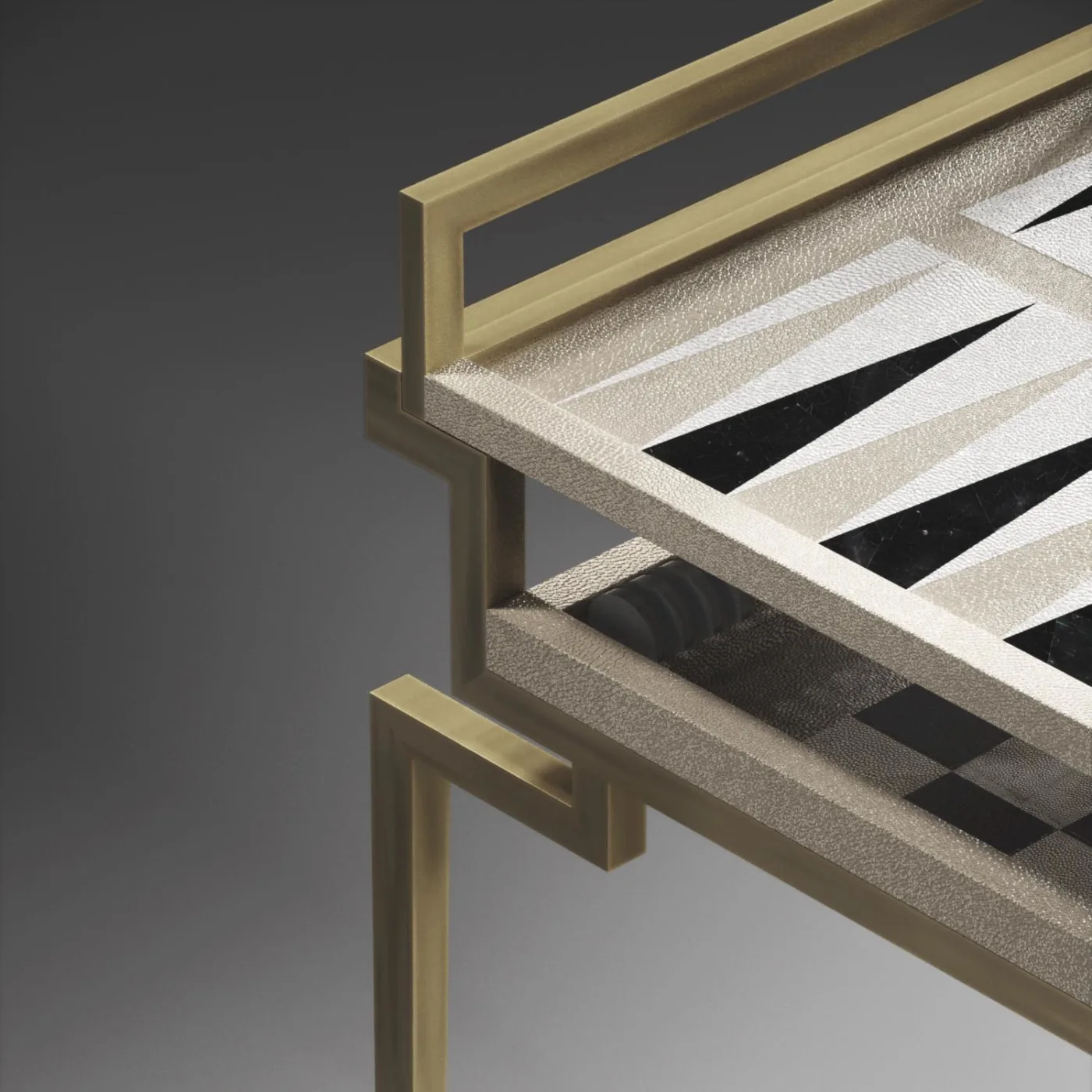 Shagreen Game Table with Bronze Patina Brass Accents