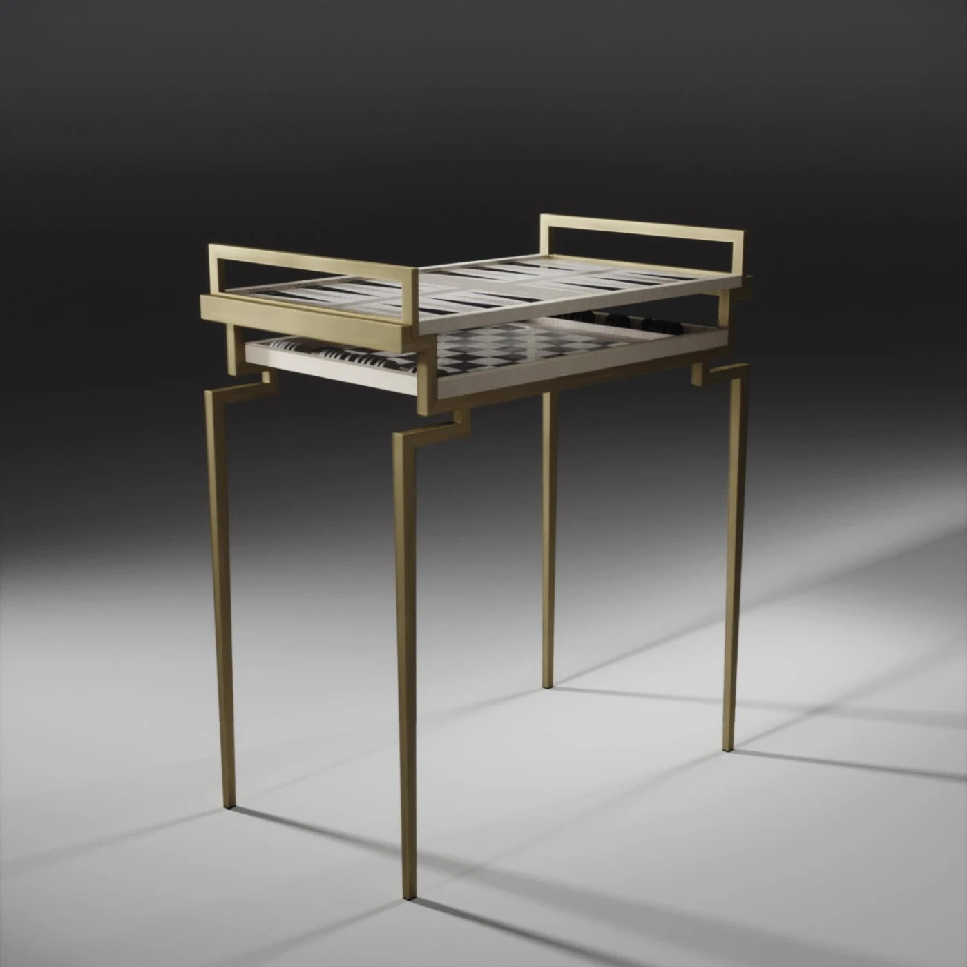 Shagreen Game Table with Bronze Patina Brass Accents