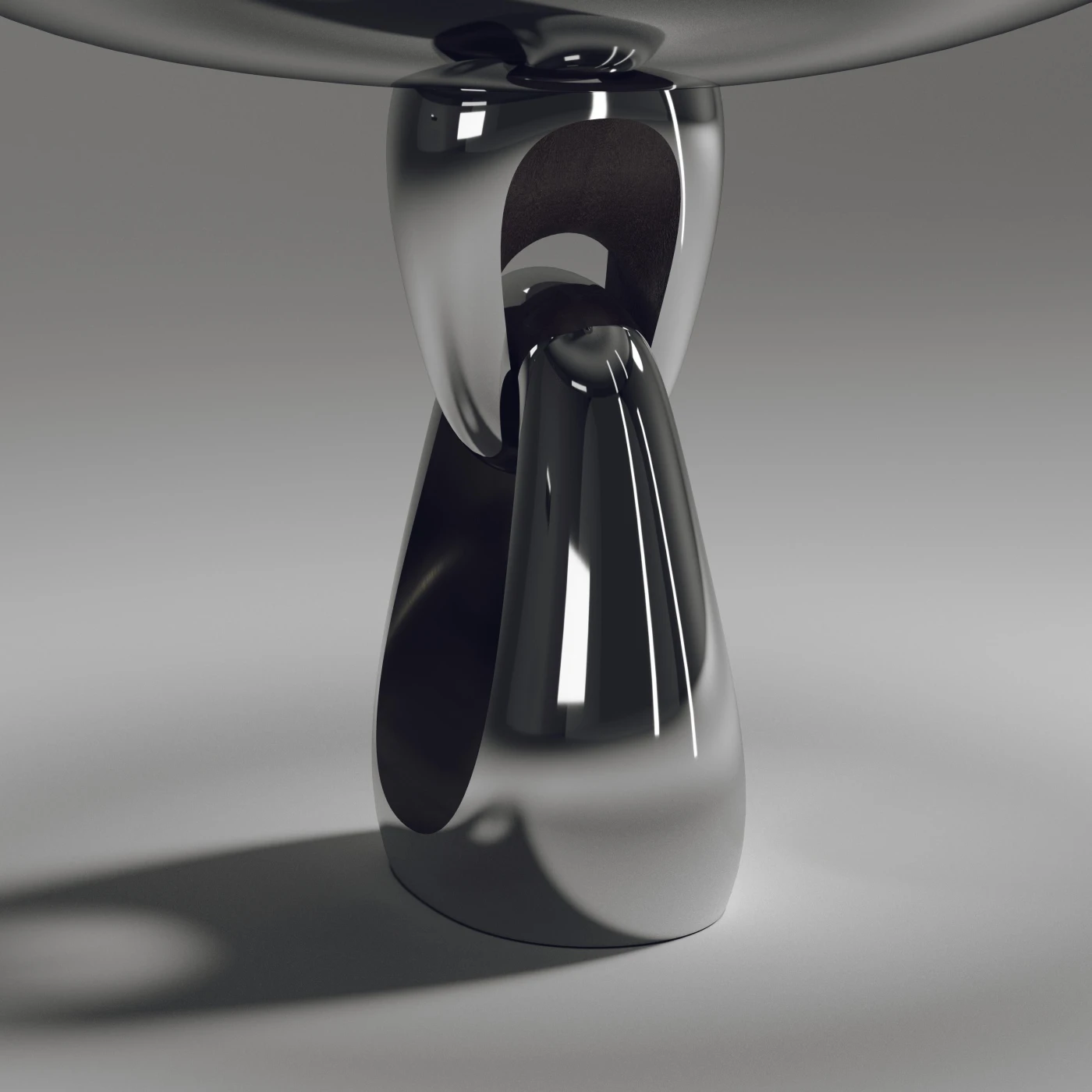 Shagreen Game Table with Chrome Finish Polished Steel