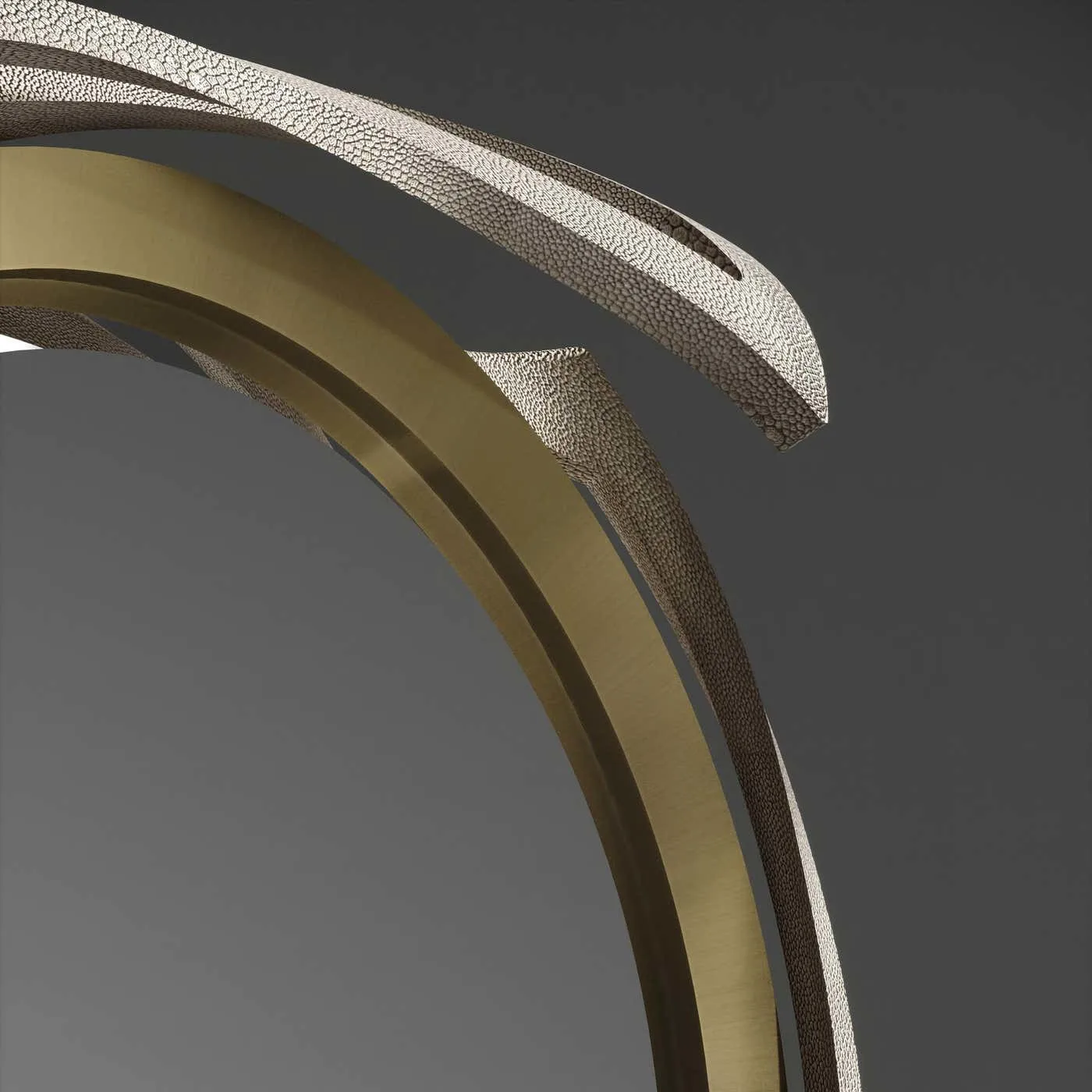 Shagreen Mirror with Bronze-Patina Brass Details